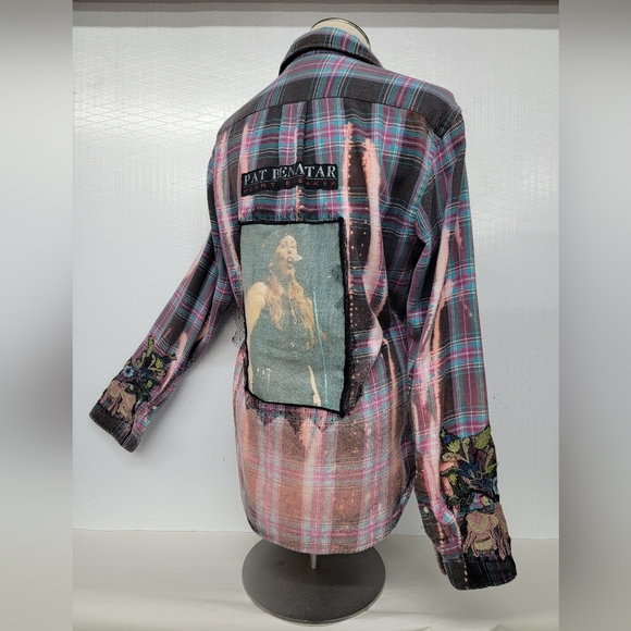 Pat Benatar Upcycled Rock Band Flannel - Picture 5 of 12
